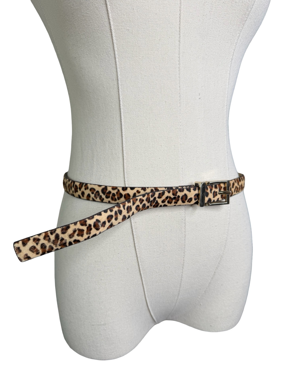 Halogen Genuine Leather Leopard Print Calf Hair Belt Sz. S Trouser Fit